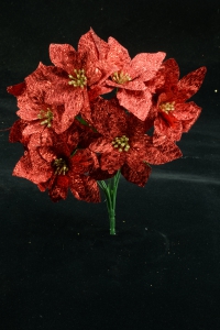 Red Metallic Poinsettia Bush x 7 (lot of 1 bush) SALE ITEM
